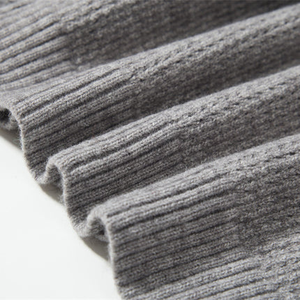 Farbblock Polo-Kragen Strickpullover