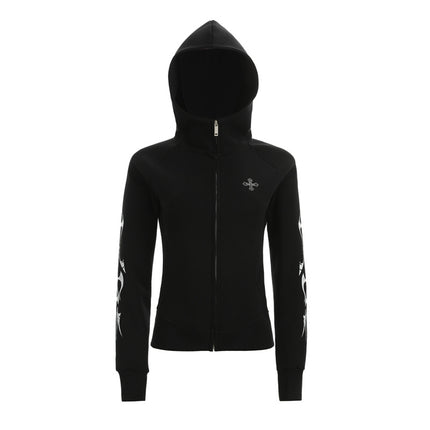 Vintage Gothic Zip-Up Hoodie – Slim Fit Streetwear