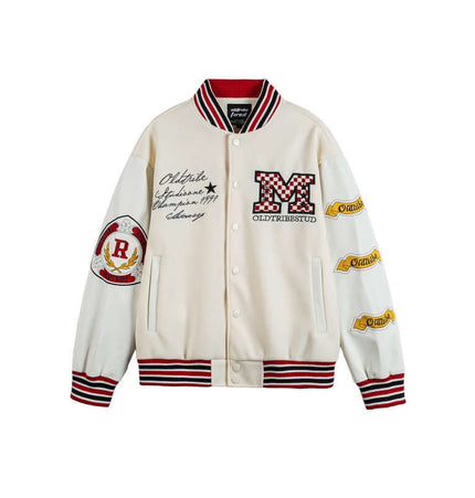 Veste en patchwork avec lettres - Coupe ample