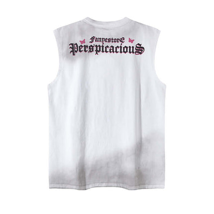 Butterfly Print Tank Top - Loose Fit