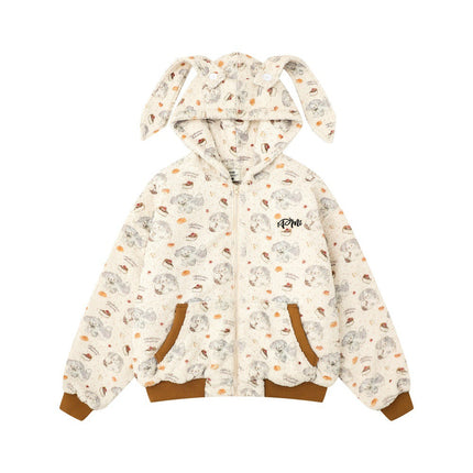 Cute Detachable Bunny Ears Hooded Cotton Coat