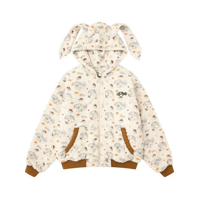 Cute Detachable Bunny Ears Hooded Cotton Coat