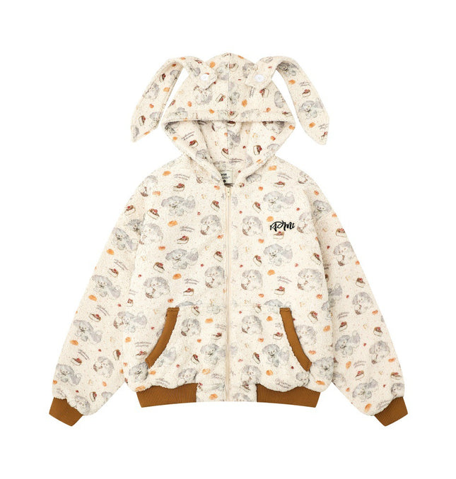 Cute Detachable Bunny Ears Hooded Cotton Coat
