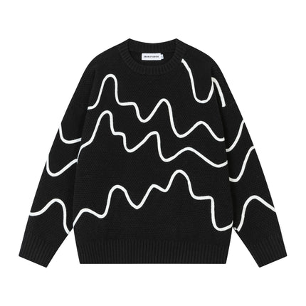 Color Block Line Knit Sweater – Loose Fit