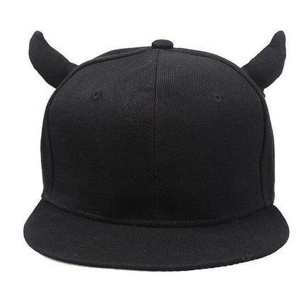 Rebel Elegance: Black Cotton Punk Horn Cap for Bold Statements at €17.99