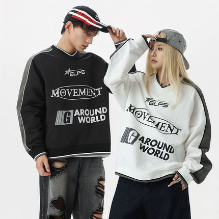 Waterproof Sports V-Neck Long Sleeve Shirt Black White