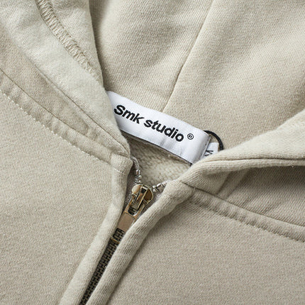 Retro Patchwork Zip-Up Hoodie – Lockere Passform