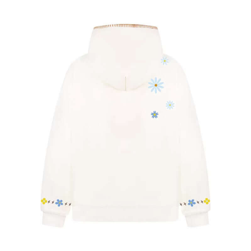 Apricot floral embroidery hooded sweatshirt with Grozavu logo