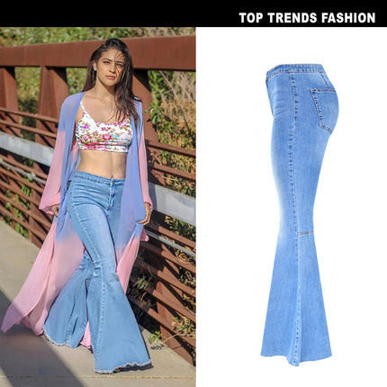 Grozavu Retro High-Waist Wide-Leg Flare Denim Pants at €39.00