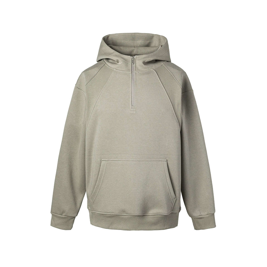 Model wearing White solid color panelled patchwork by Grozavu