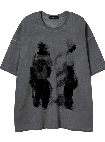 Back view of Dark Grey signature boxy tee by Grozavu