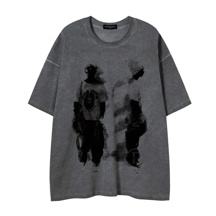 Back view of Dark Grey signature boxy tee by Grozavu