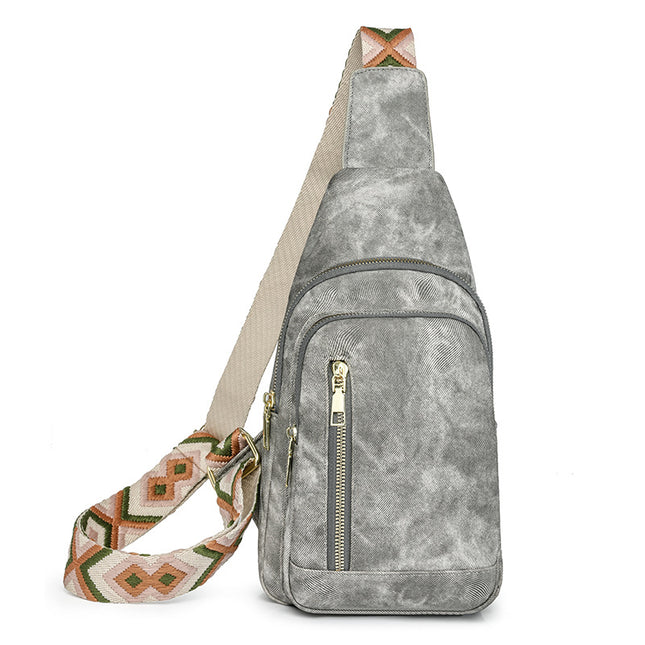 Retro Vielseitige Brusttasche Textur Weiches Leder Rucksack