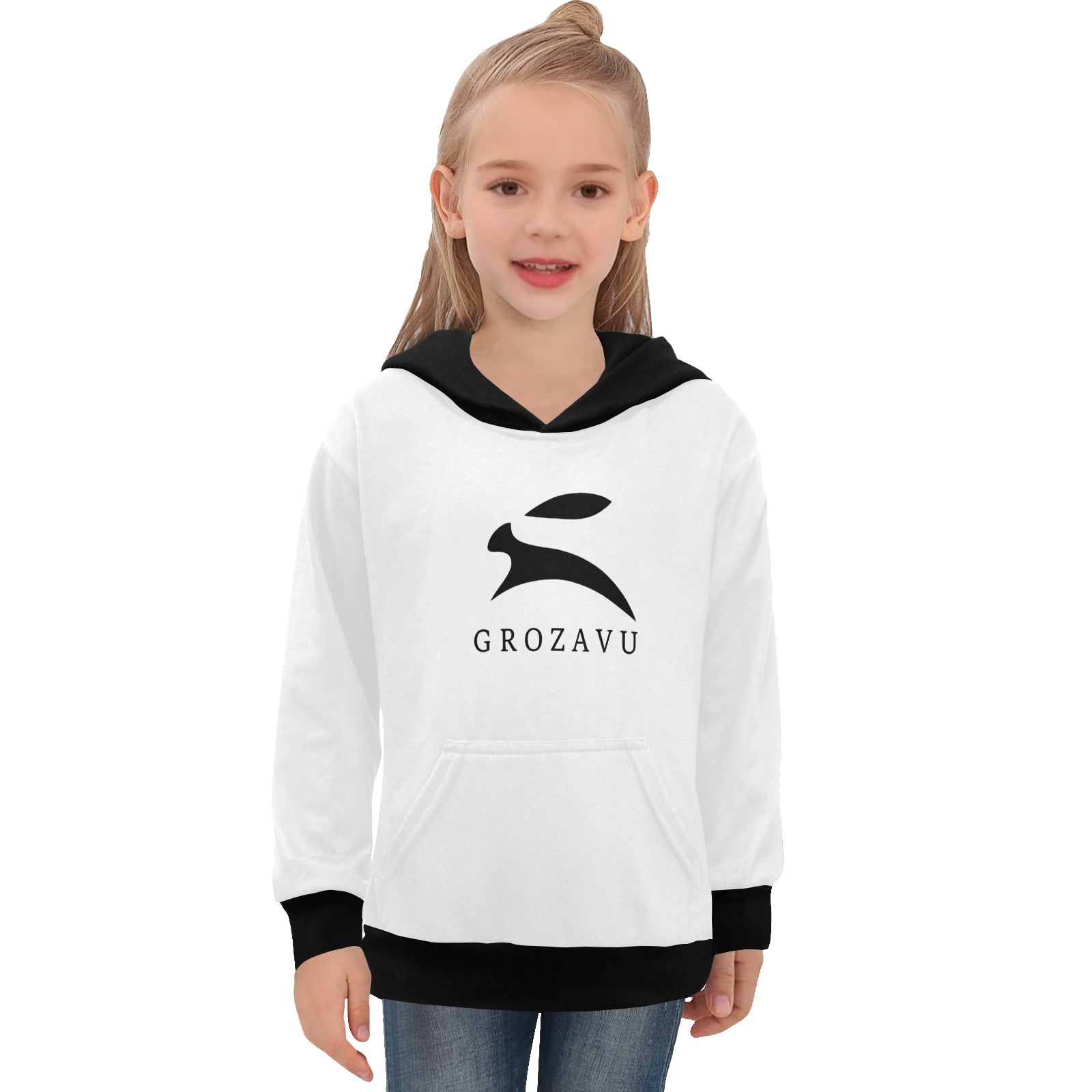 Mädchen Weißer Hoodie – Grozavu Classic Edition