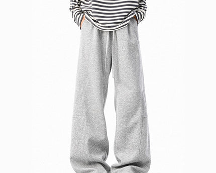 Retro Deconstructed Knife-Edge Sweatpants Unisex Winter Fashion High-Drape Versatile Casual Pants Heavyweight Wide-Leg Athletic Pants