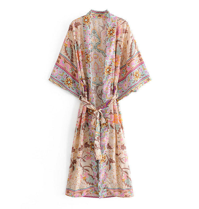 Long Boho Dress: Cotton Doll Sleeve Resort Robe! at €43.99