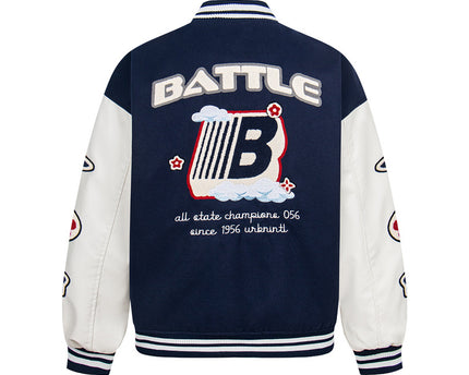 Street Style PU-Leder Ärmel Patchwork Baseballjacke