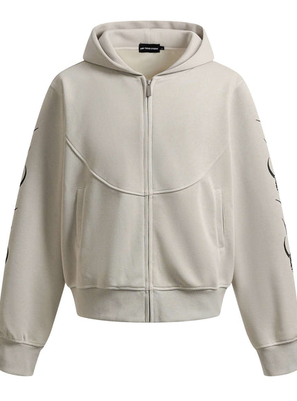 Apricot-Hoodie zipper tracksuit with Grozavu logo