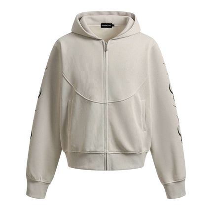 Apricot-Hoodie zipper tracksuit with Grozavu logo