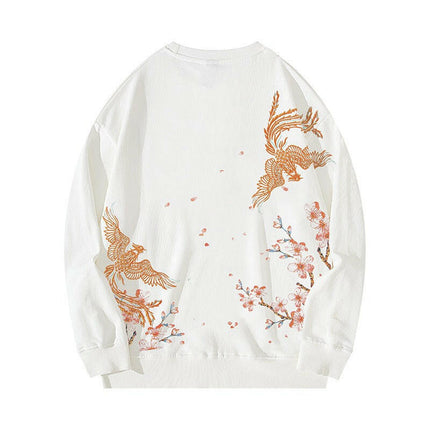 Grozavu's Phoenix Embroidery Sweatshirt: Trendy Loose Fit for Men at €44.99