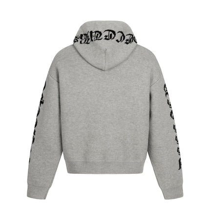 Vintage Buchstaben Jacquard Strick Hoodie – Lockere Passform