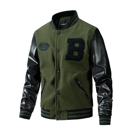 Men's autumn and winter new jacket with cotton jacket, baseball collar jacket, woolen plus size jacket, men's clothing