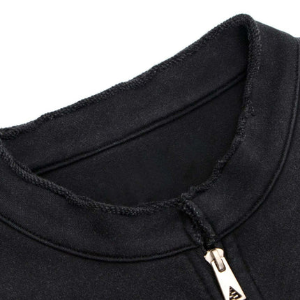 Washed Stand Collar Zipper Hoodie