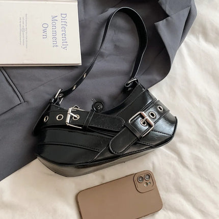 PU Leather Buckle Shoulder Bag
