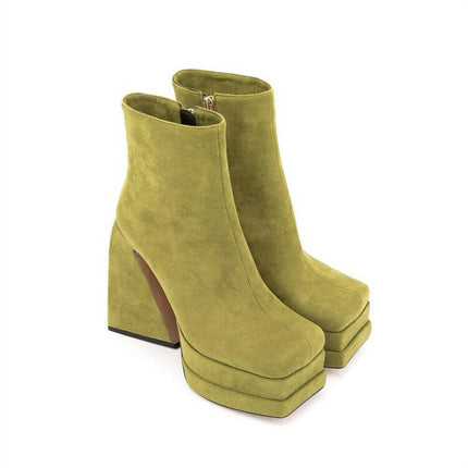 Grozavu: Fashion Platform Chunky Heel Ankle Boots at €128.99