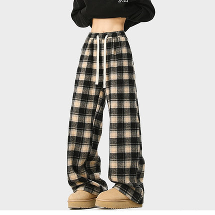 Pantalons longs vintage de sport décontractés en style d'hiver, doublés en polaire, chauds et amples