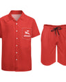Grozavu Men’s Peach Skin Shirt & Shorts Set