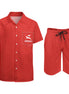 Set da uomo in pelle di pesca Grozavu con camicia e pantaloni corti