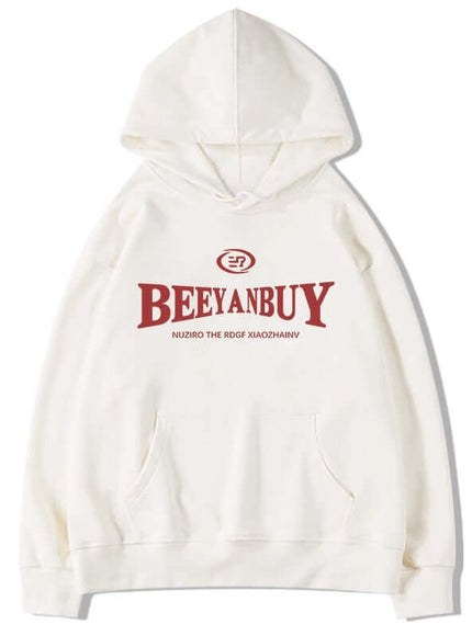 White (Lightweight) hoodie heavyweight with Grozavu logo