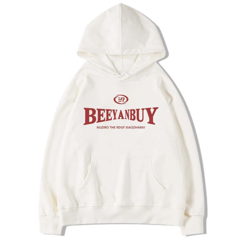 White (Lightweight) hoodie heavyweight with Grozavu logo