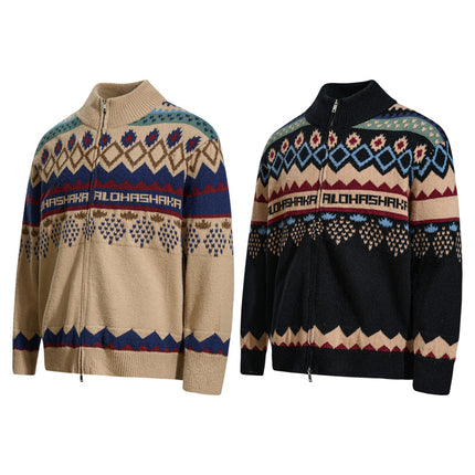 Cardigan Tricotat Fair Isle Retro – Croi Larg