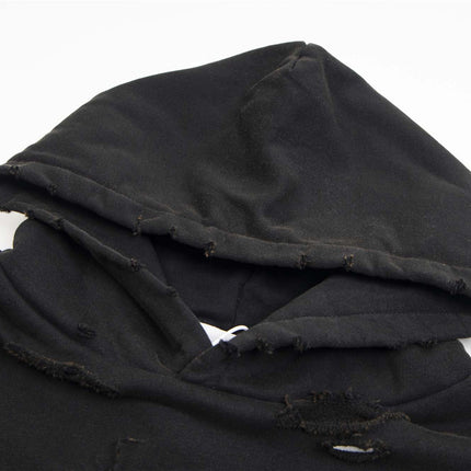 Gewaschene Buchstaben Druck Hoodie – Lockere Passform