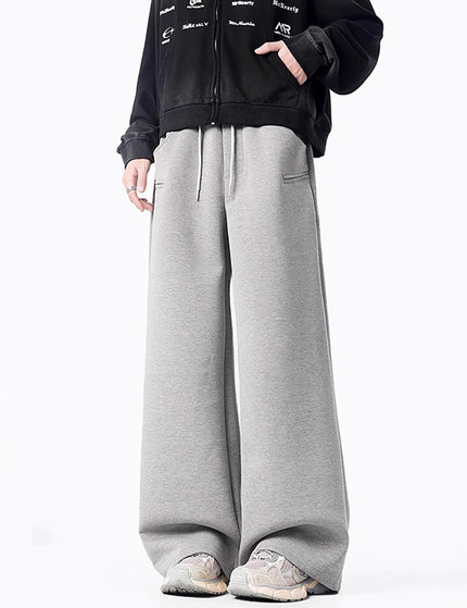 Fashionable Black Straight Leg Sweatpants Men Winter Street Style Casual Oversized Long Pants High Street Versatile Loose Pants