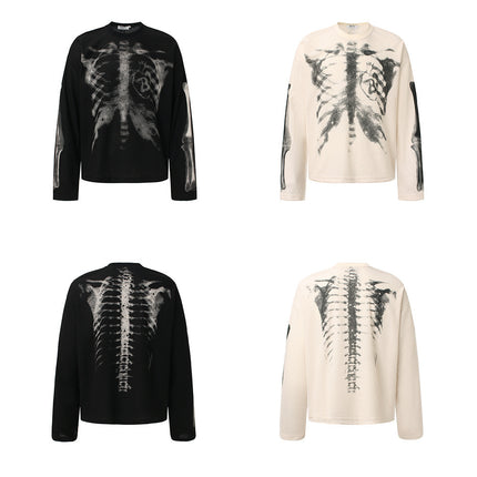 Sudadera con estampado de esqueleto oscuro – Corte holgado