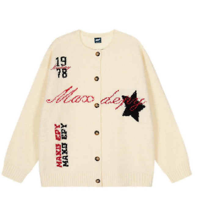 Front view of Jacquard Knit Sweater - Grozavu brand streetwear