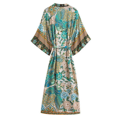 Holiday Elegance: Cotton Peacock Print Cardigan Robe! at €37.99