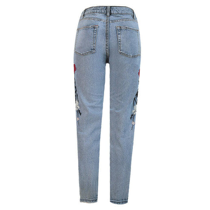 Grozavu Women's High-Waist Embroidered Straight-Leg Jeans at €49.10