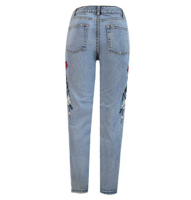 Grozavu Women's High-Waist Embroidered Straight-Leg Jeans at €49.10