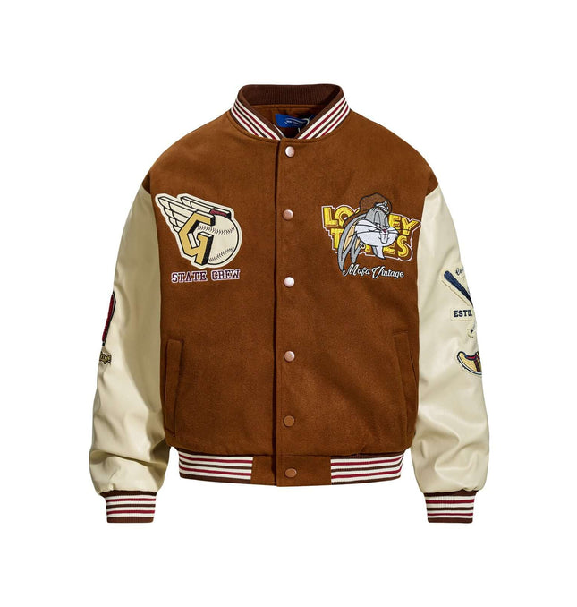 Chaqueta Vintage de Bloques de Color - Corte Suelto