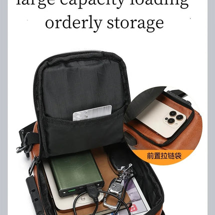 Men's Backpack Usb Charging Shoulder Chest Bag