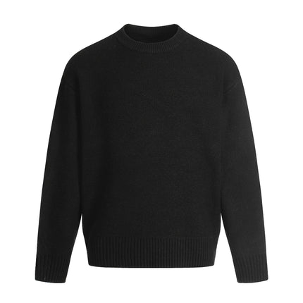 Einfacher einfarbiger semi-hoher Kragenpullover – Lockere Passform Unisex Strickwaren