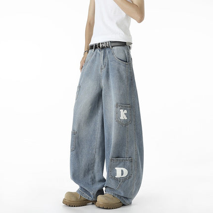 Pantaloni Retro cu Tăietură în Formă de Cuțit cu Multe Buzunare – Croială Relaxată pentru Stradă