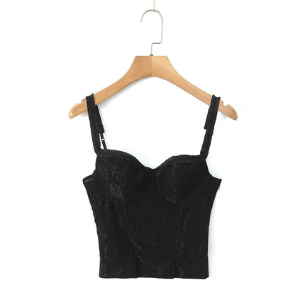 Débardeur en coton cintré à dentelle en forme de poisson