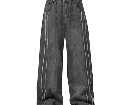 Washed Distressed Patchwork Loose Wide Leg Straight Floor-Length Pants