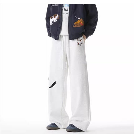 Pantalons de survêtement brodés de chien - Coupe ample