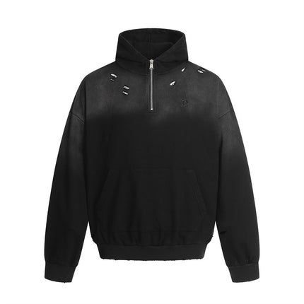 Tie-Dye Farbverlauf Halb-Reißverschluss Hoodie – Lockere Passform